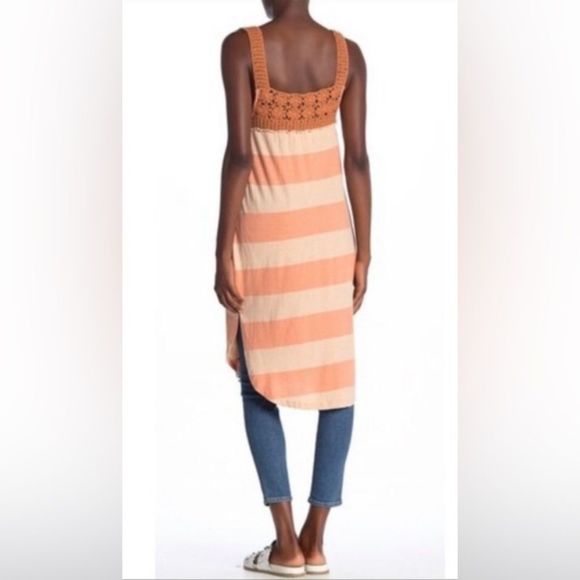 Free People, Luca Linen Blend Crochet Tunic Top, Orange, Size M - Picture 5 of 9